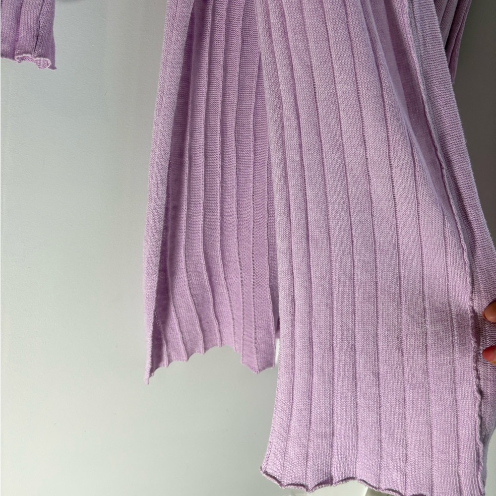 Free People Ribby Rib Longline Duster Cardigan XS Lilac Ribbed Linen Blend - Picture 5 of 9